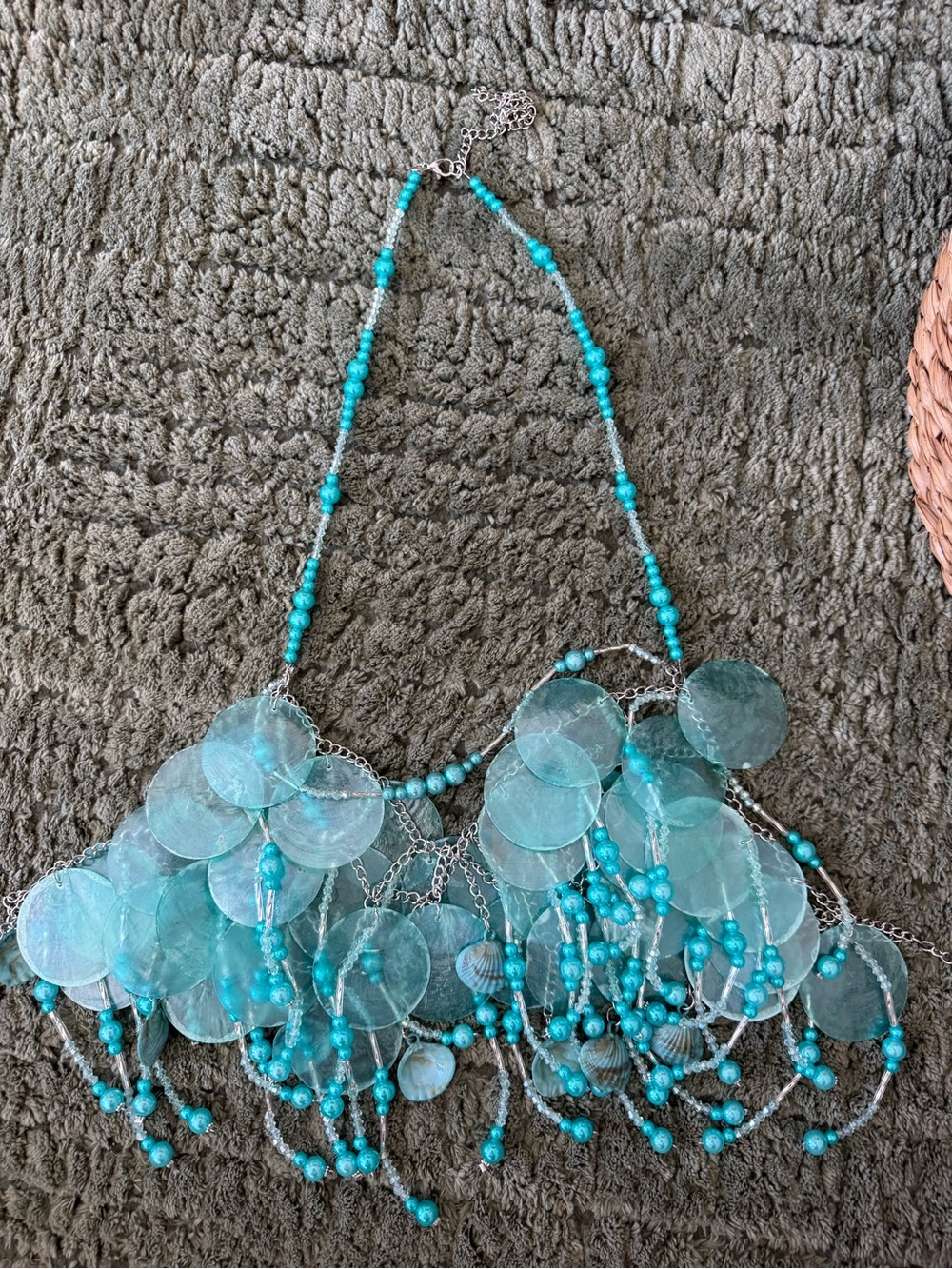 Aqua Shell Fringe Top - Picture 2 of 2